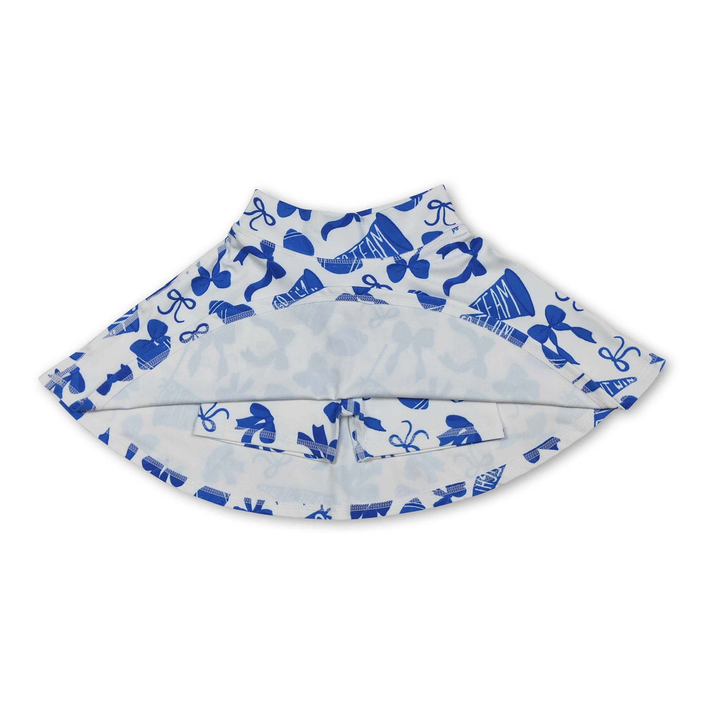 Blue bow football go team kids girls activewear skirt