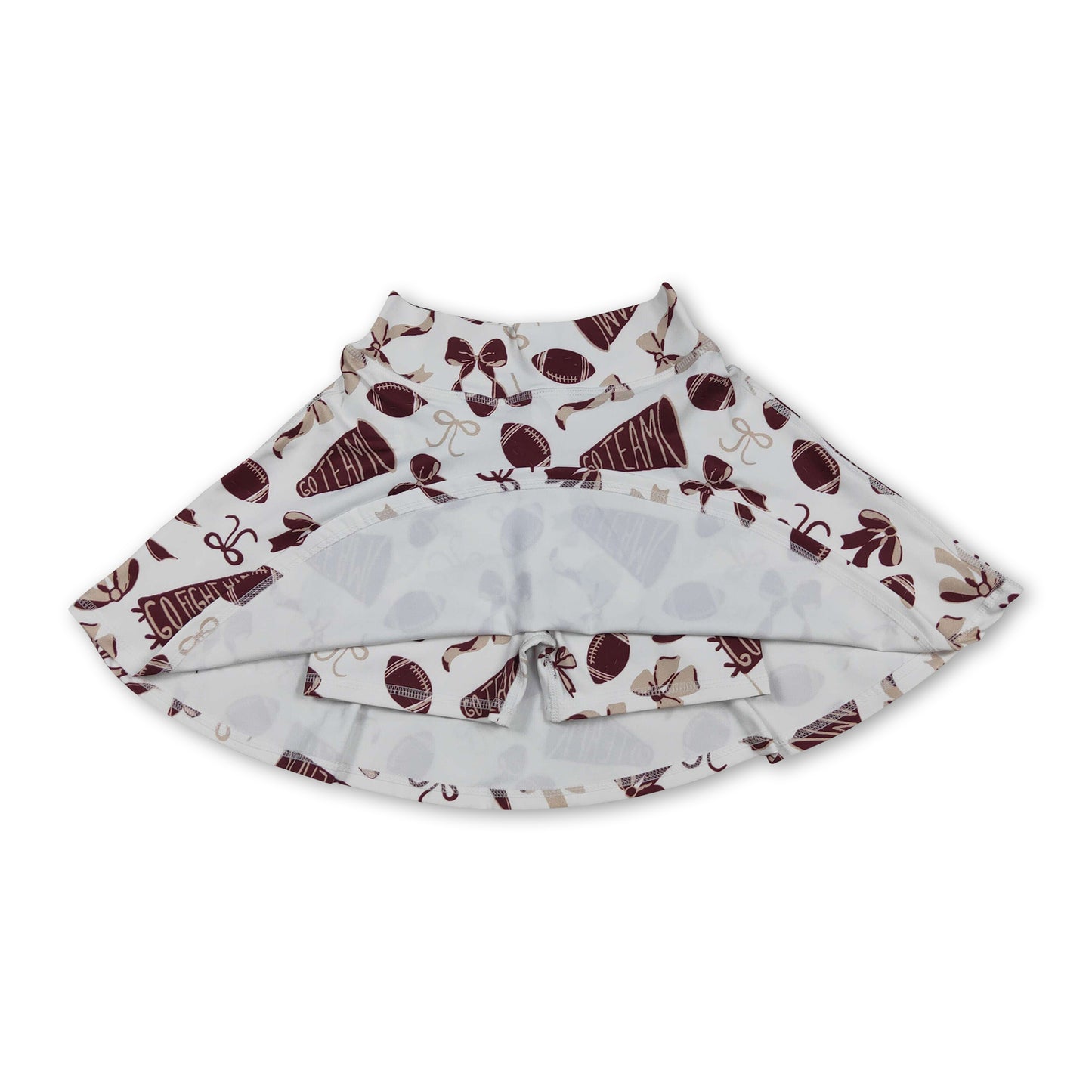 Maroon bow football go team kids girls activewear skirt