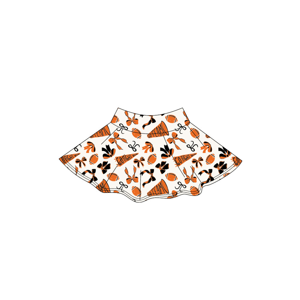 Orange bow football go team kids girls activewear skirt