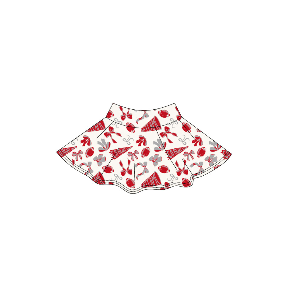 Red bow football go team kids girls activewear skirt