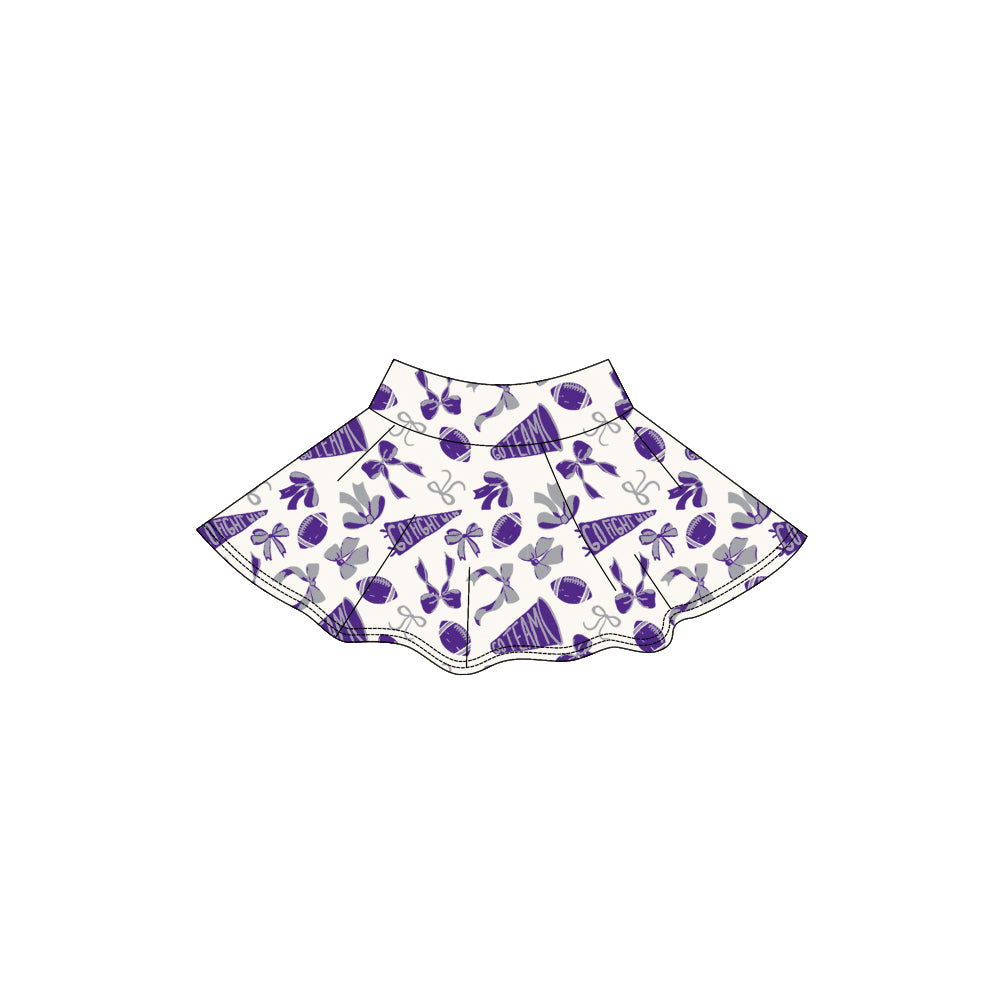 Purple bow football go team kids girls activewear skirt
