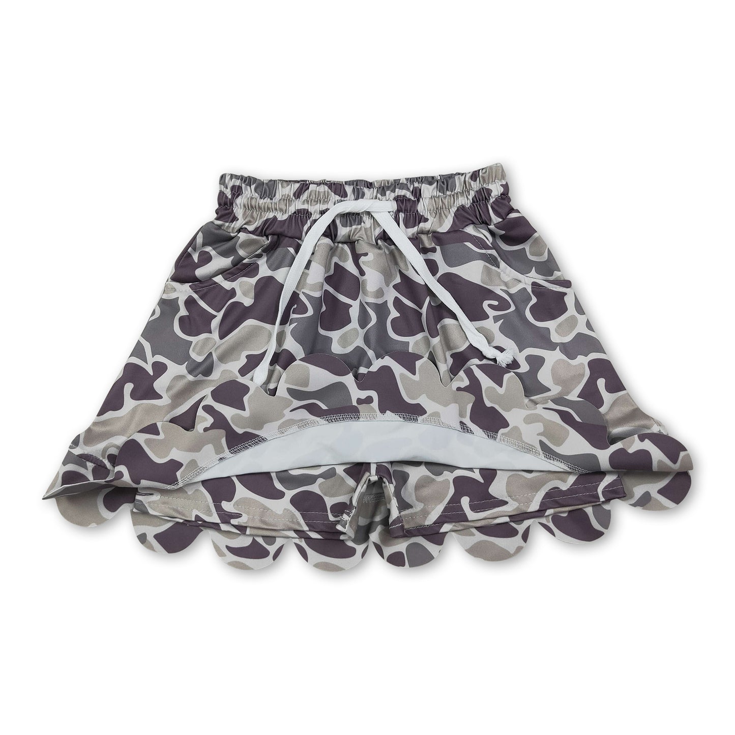 Camo pocket scallop hunting kids girls skirt