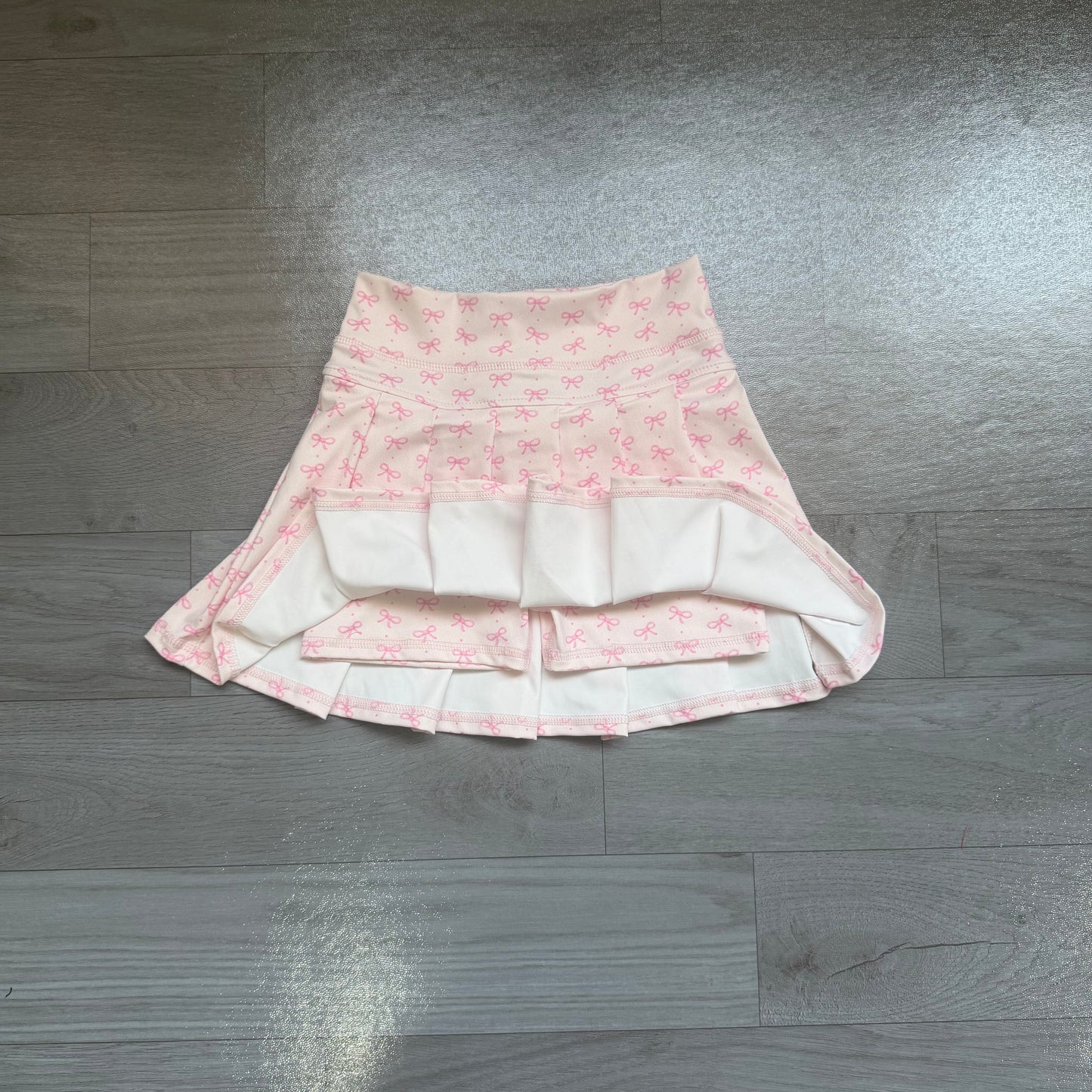 Pink bow kids girls summer active pleated skirt
