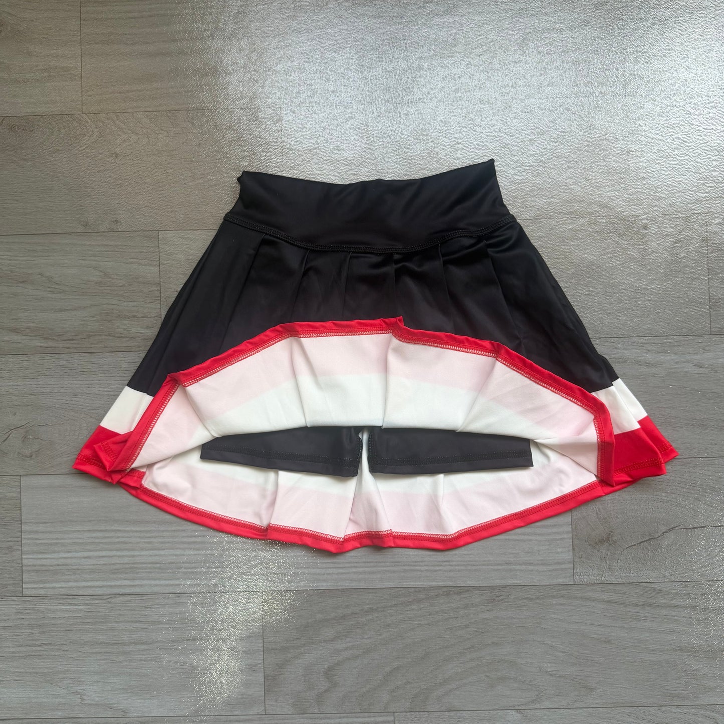 Black white red kids girls team active pleated skirt
