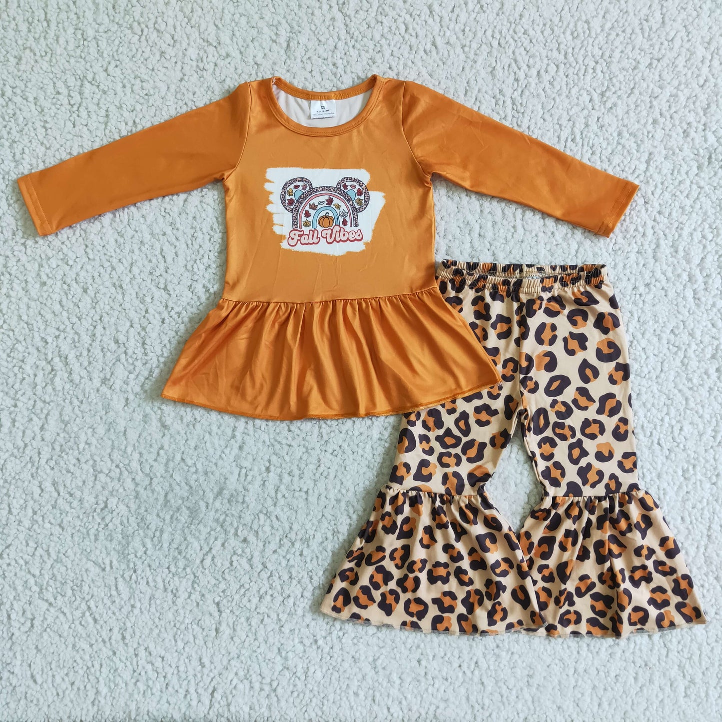 Fall vibes mouse print leopard set girls boutique clothes