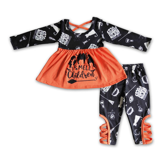 Smell children tunic witches leggings girls Halloween clothes