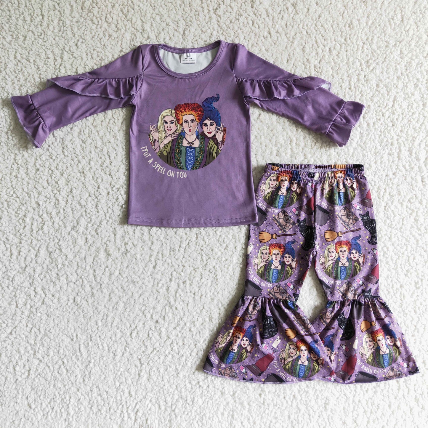 Purple shirt witches bell bottom pants girl Halloween clothing