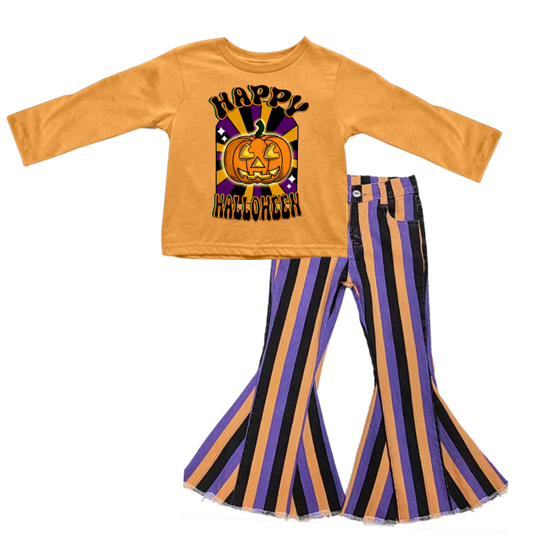 Happy Halloween top stripe jeans girls Halloween clothes