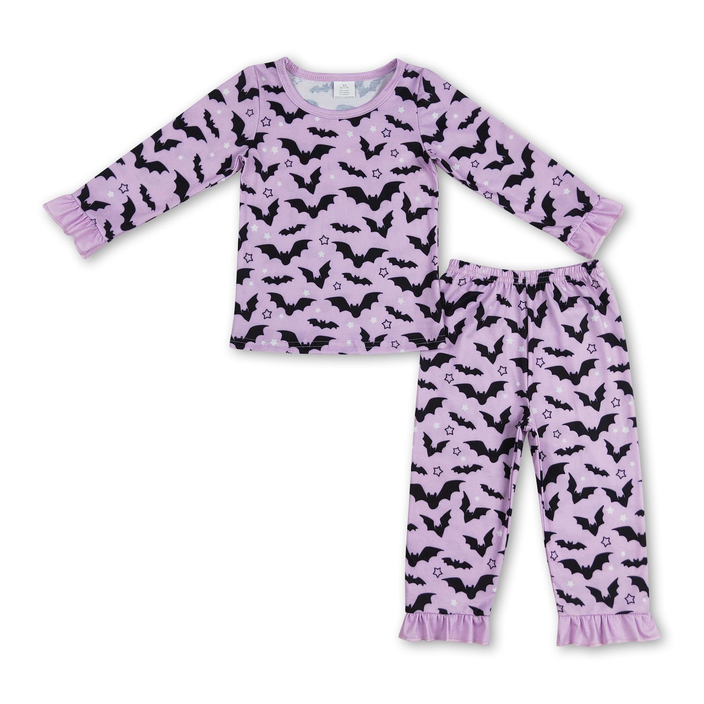 Lavender bat kids girls Halloween pajamas