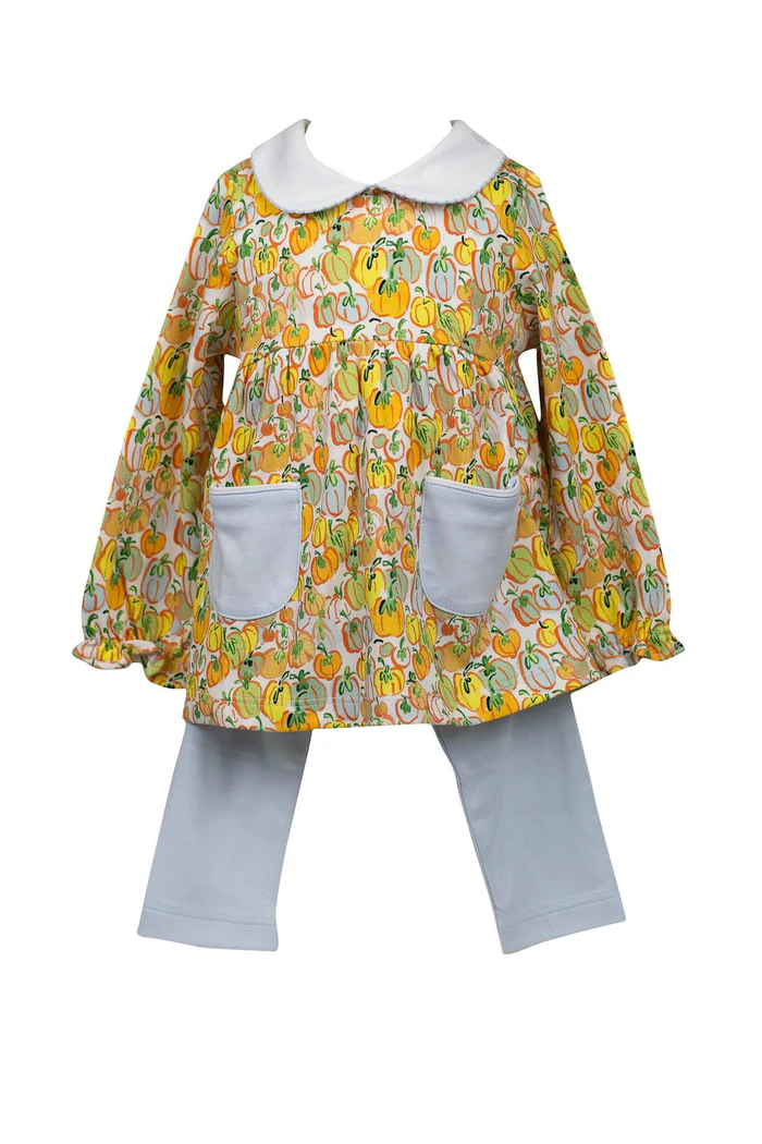 Pumpkin pockets tunic leggings girls fall clothes
