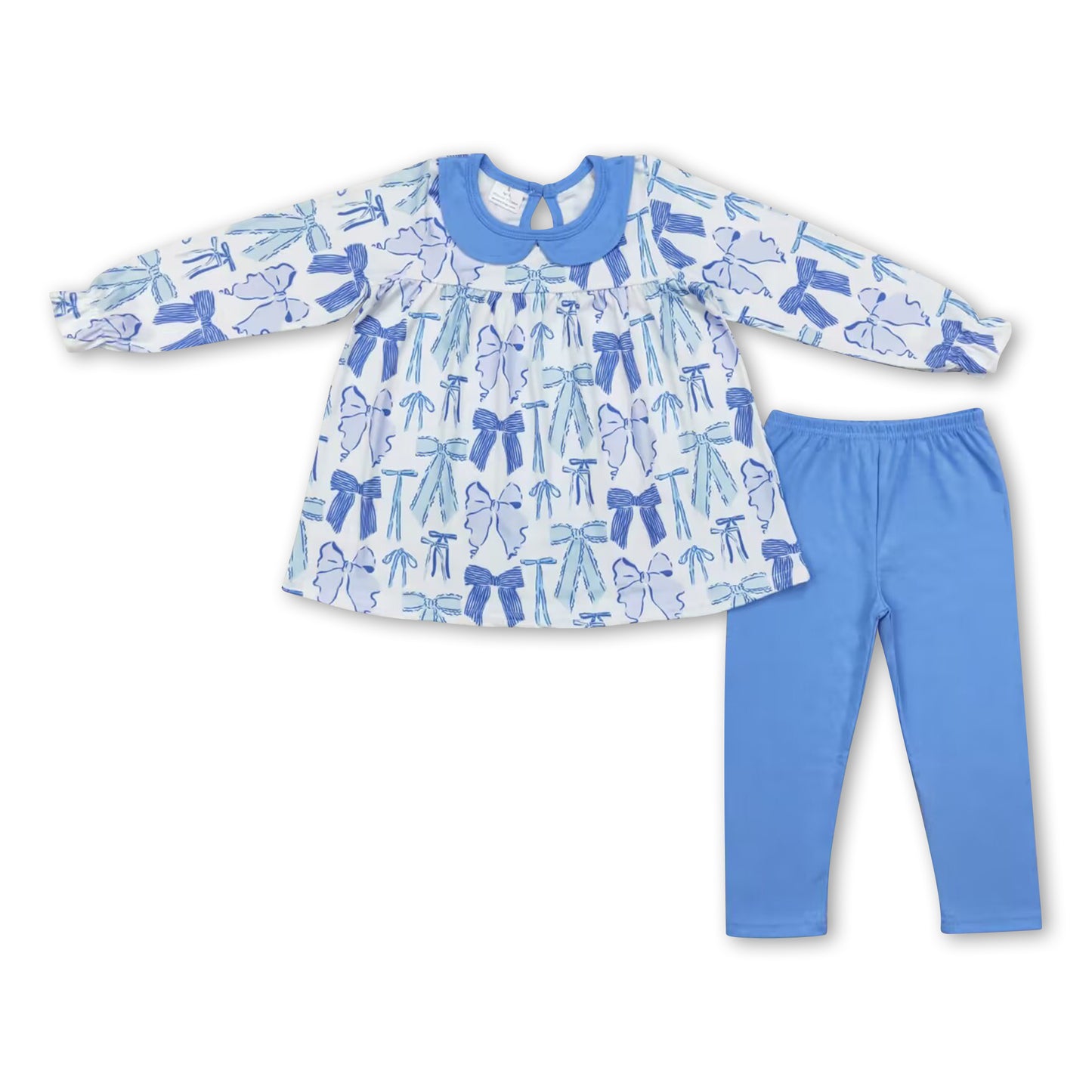 Long sleeves bow tunic leggings girls clothing set ship from US