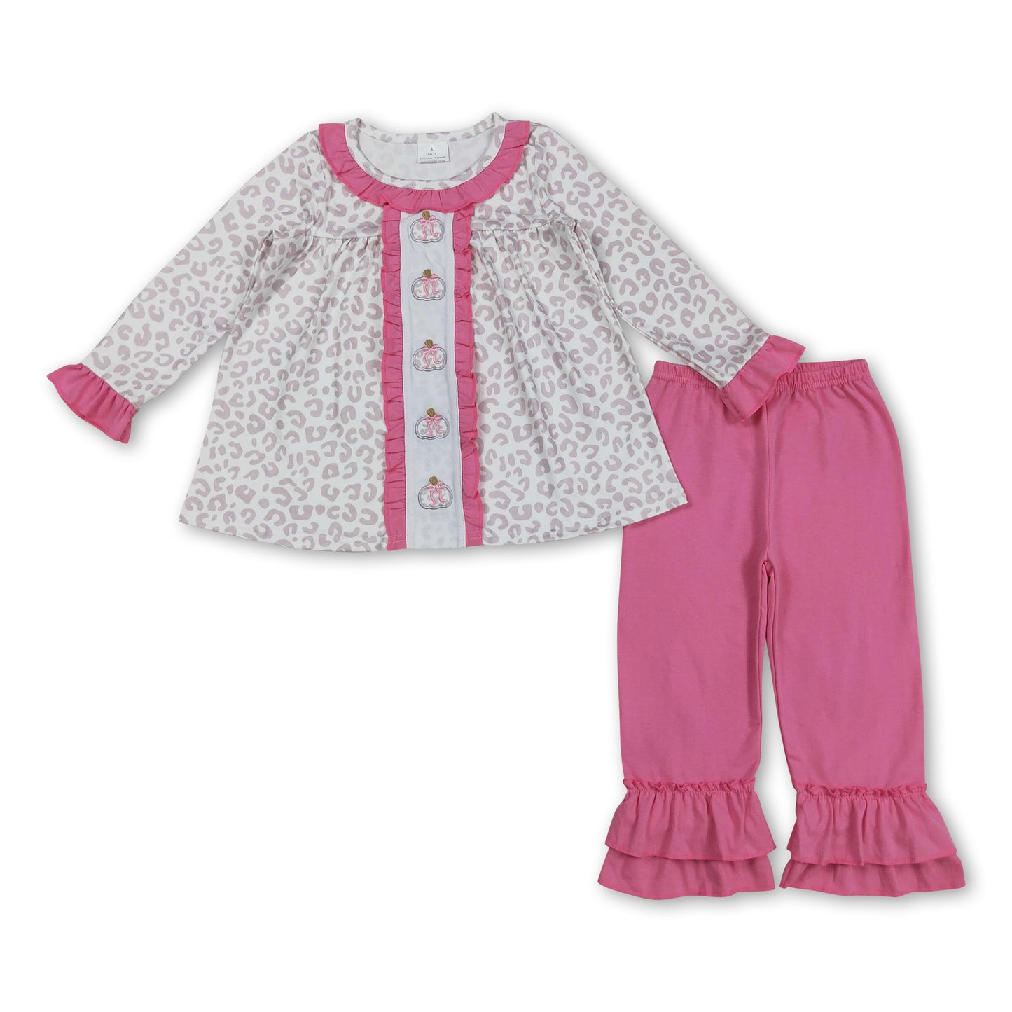 Long sleeves leopard pumpkin tunic pants girls fall clothes