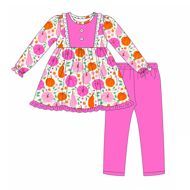Hot pink pumpkin tunic leggings baby girls fall clothing