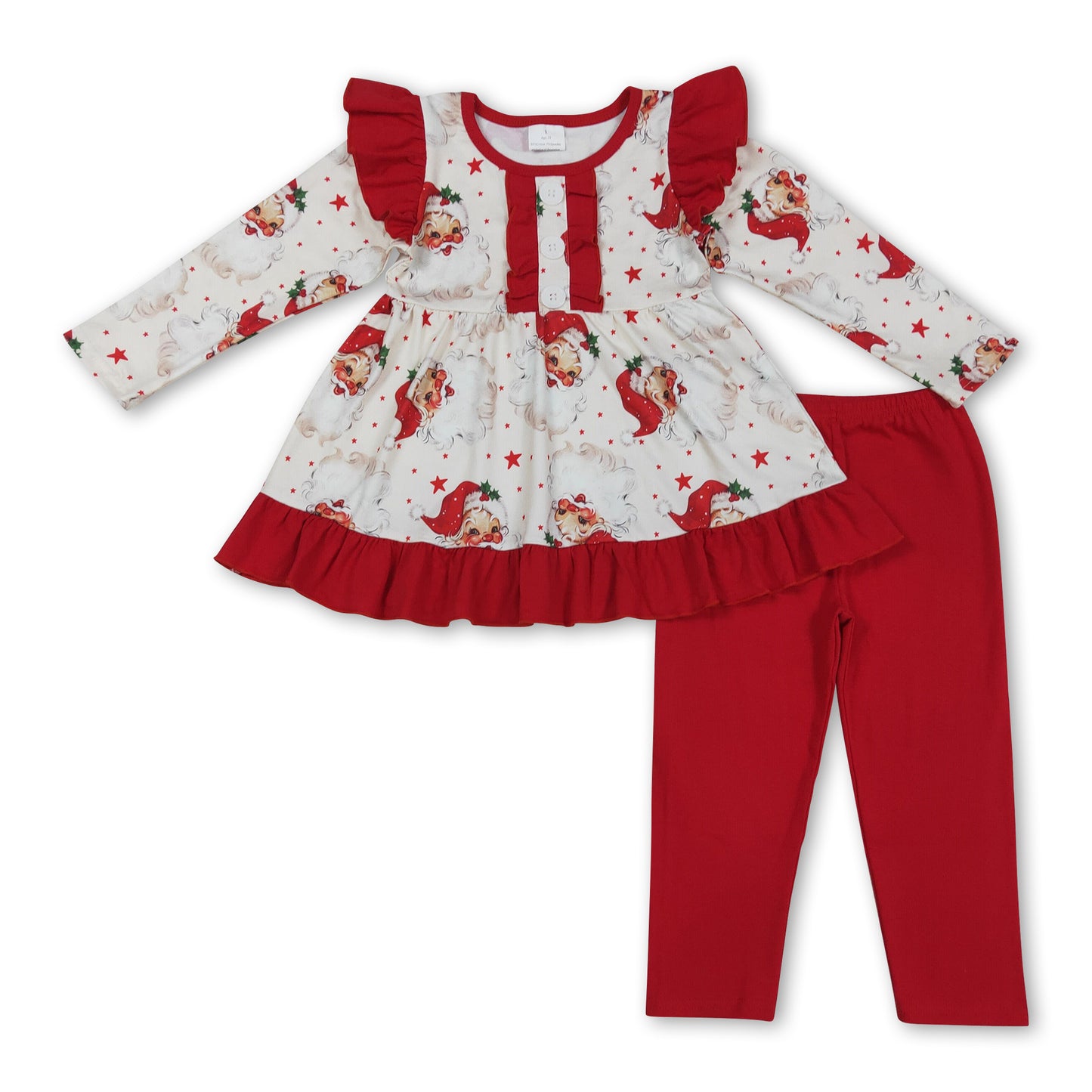 Long sleeves santa tunic leggings girls Christmas clothing