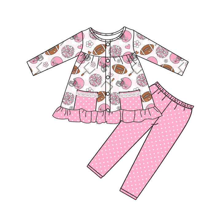 Pink heart floral football tunic leggings girls clothes