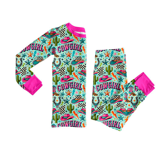 Cowgirl cactus boots top pants western girls pajamas