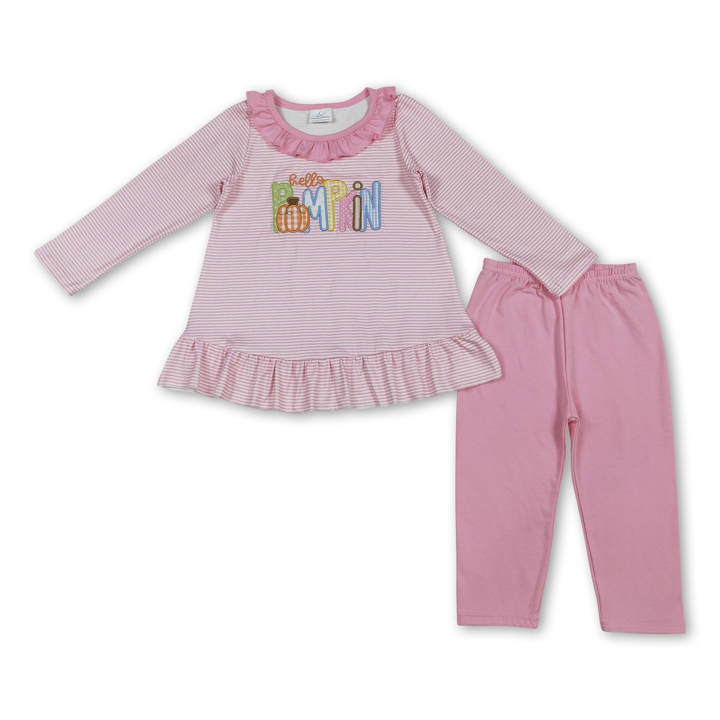 Hello pumpkin pink stripe top leggings girls clothing