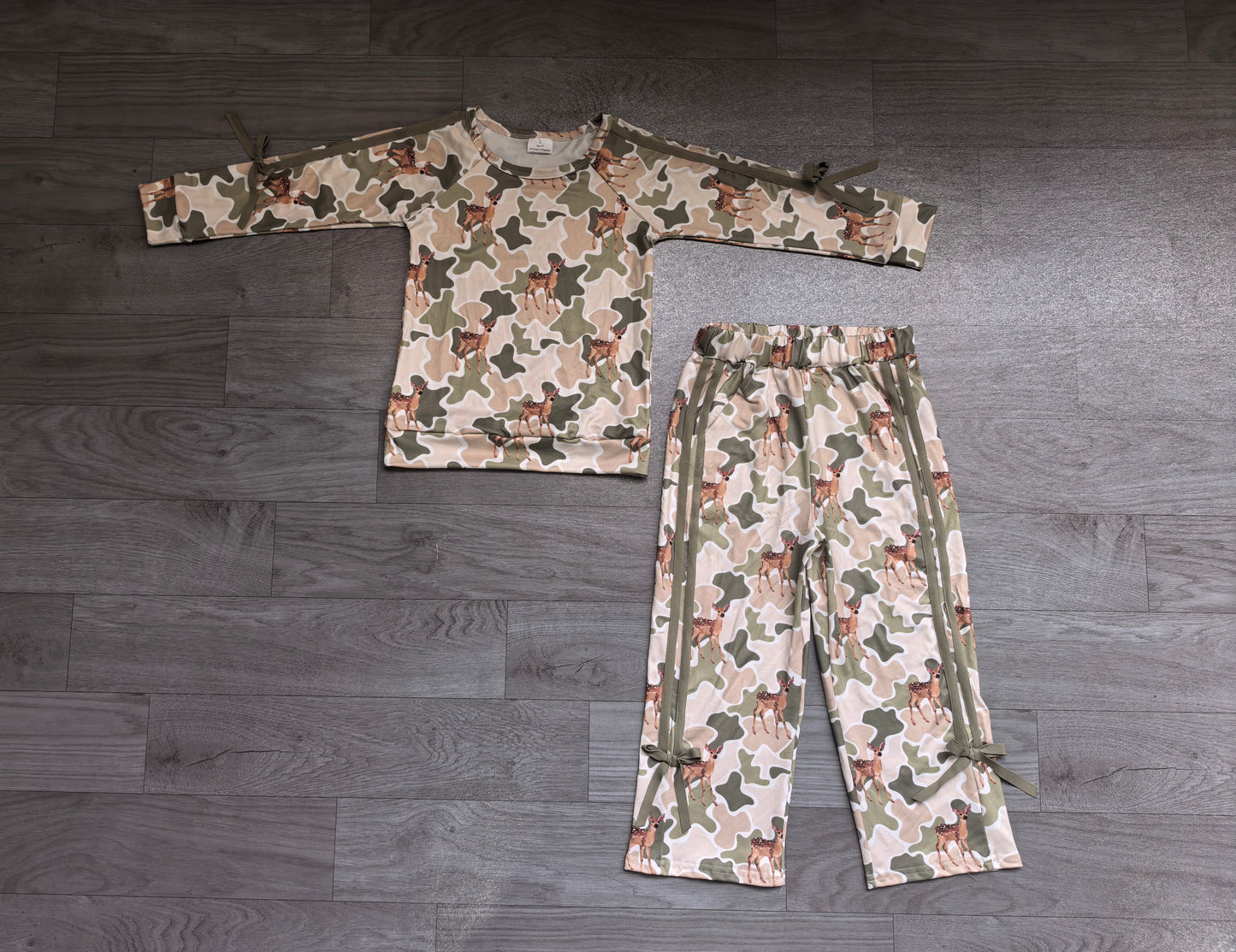 Long sleeves deer camo top pants kids girls outfits