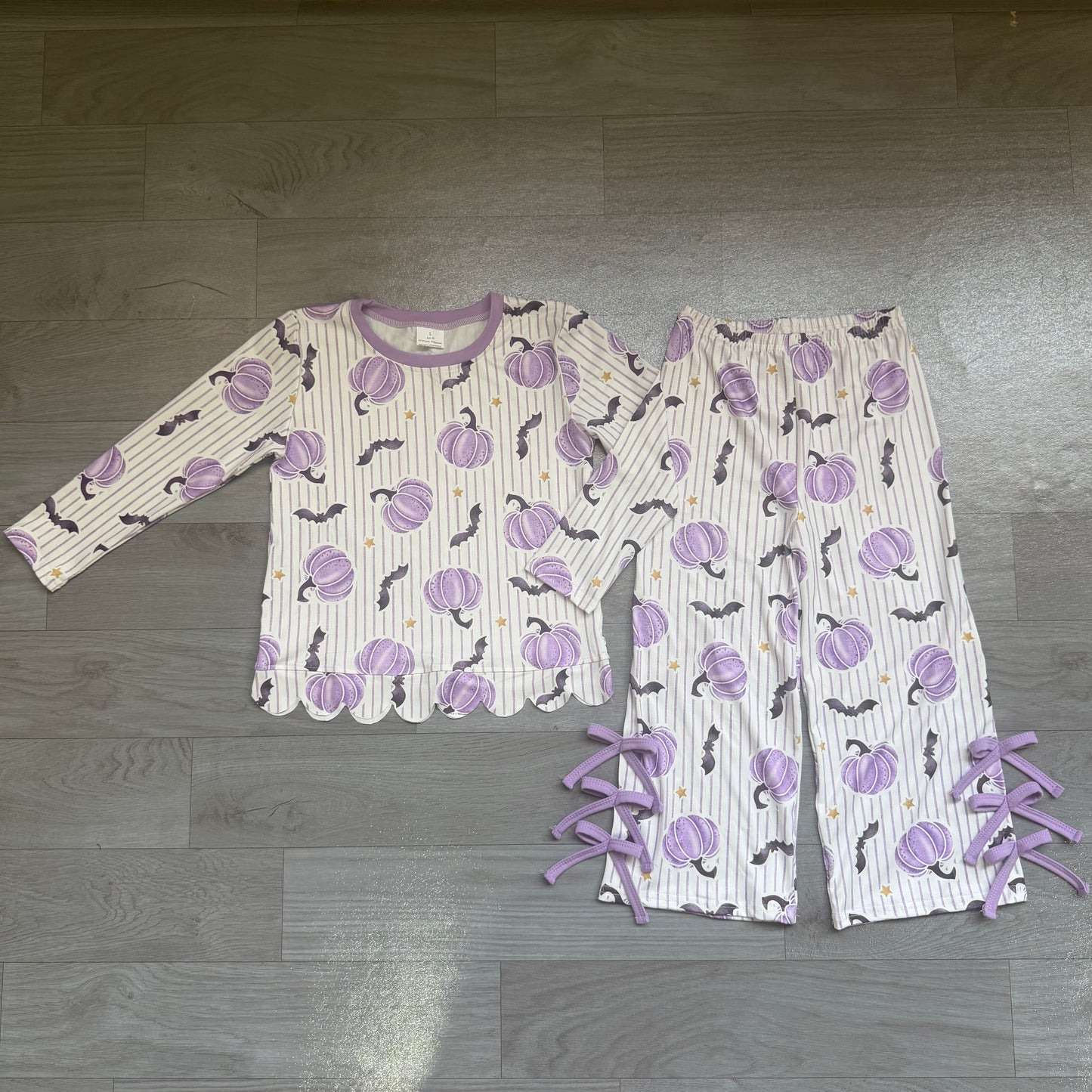 Pumpkin bat stripe top pants girls Halloween outfits