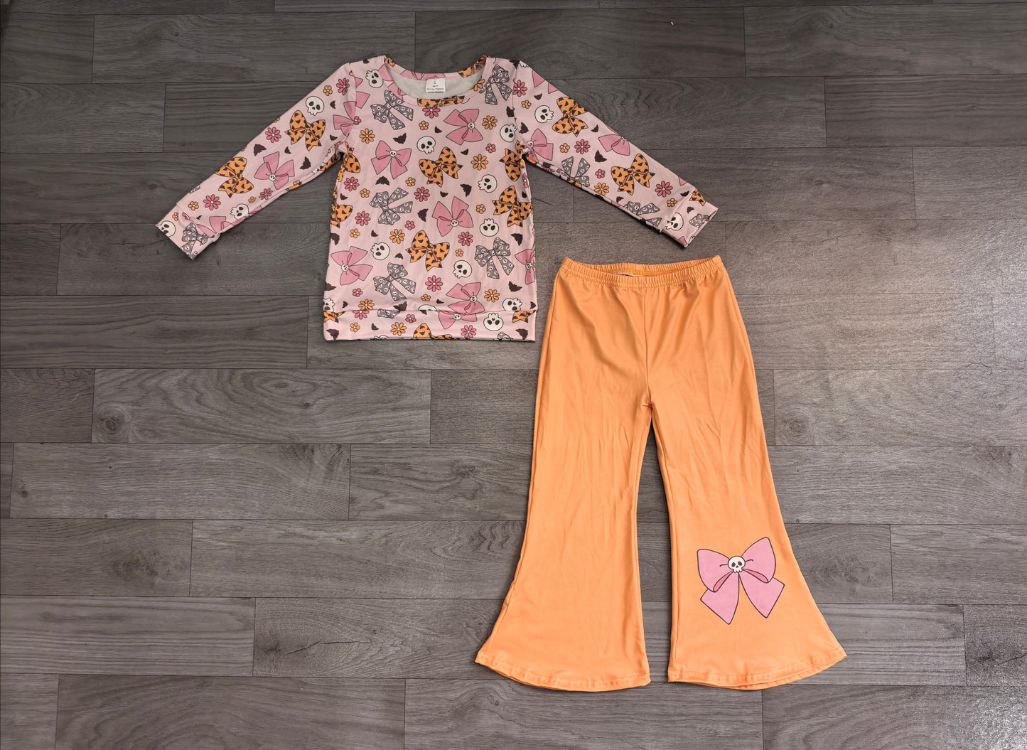 Bow skull top pants kids girls Halloween outfits