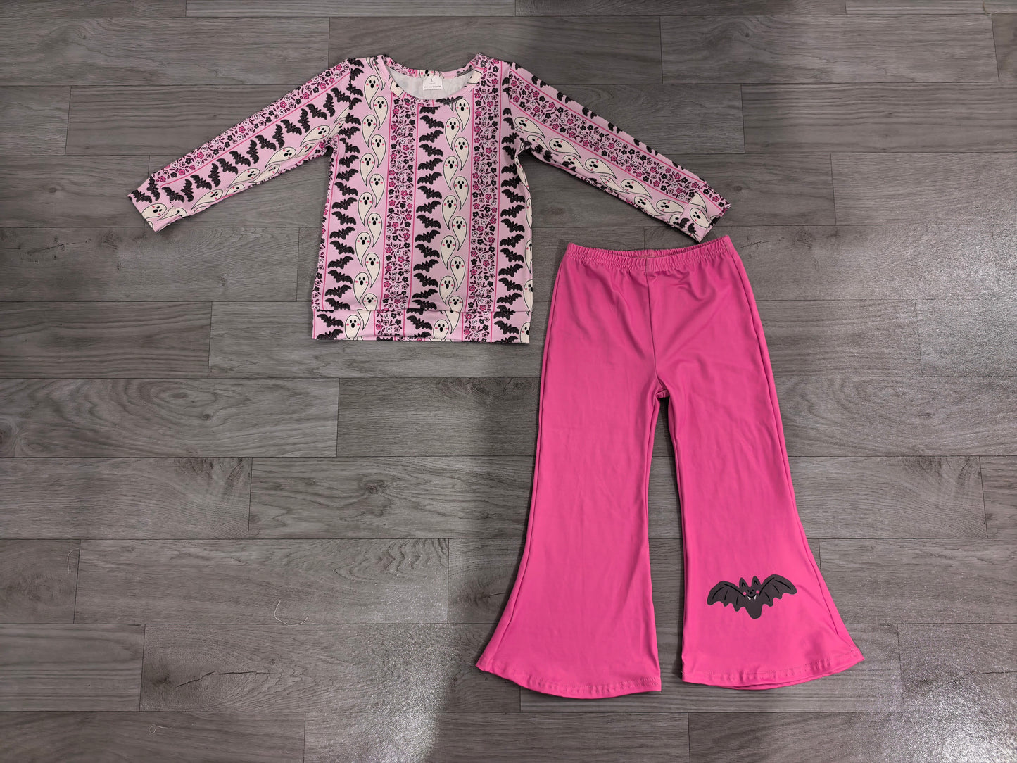 Long sleeves ghost bat top pants girls Halloween set