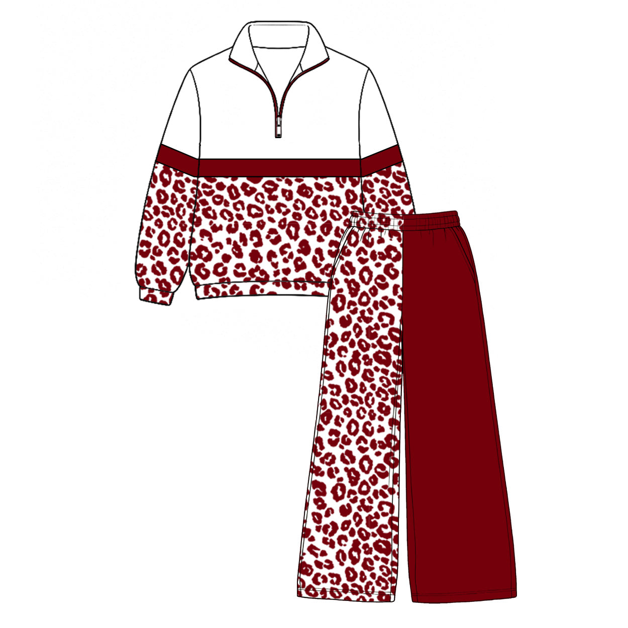 Maroon leopard pullover pants girls G team outfits