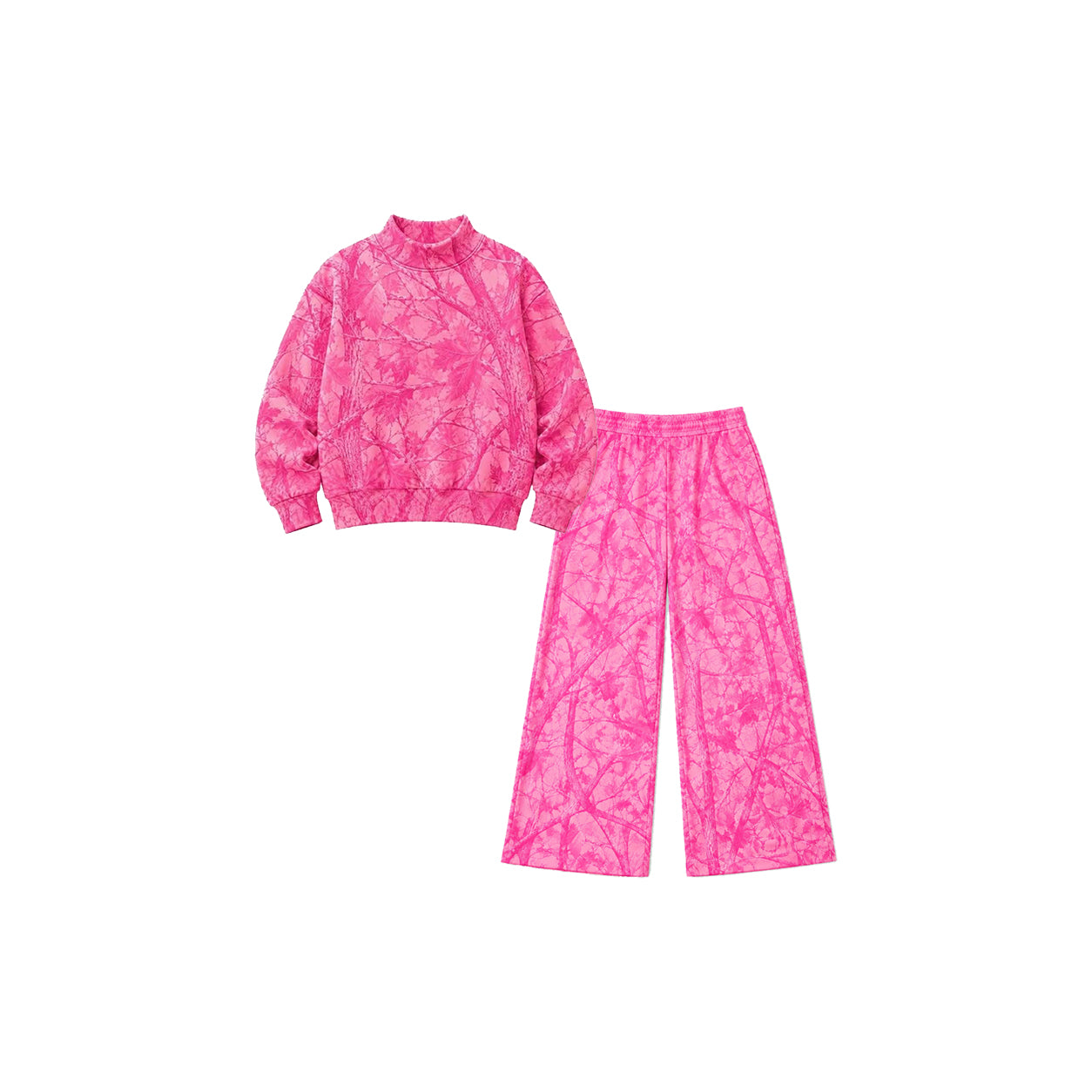 Long sleeves pink leaves camo kids girls outfits