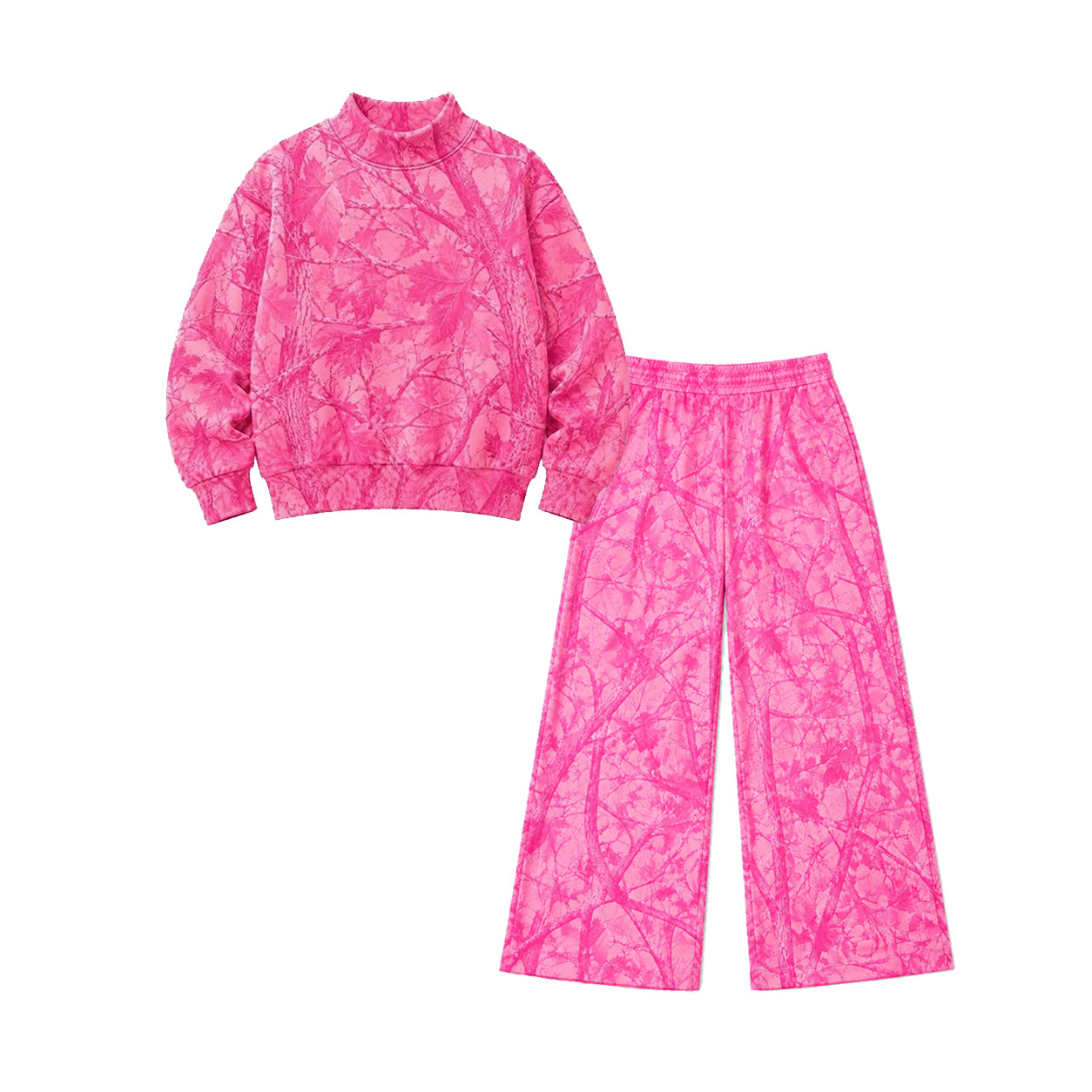 Long sleeves pink leaves camo adult women outfits