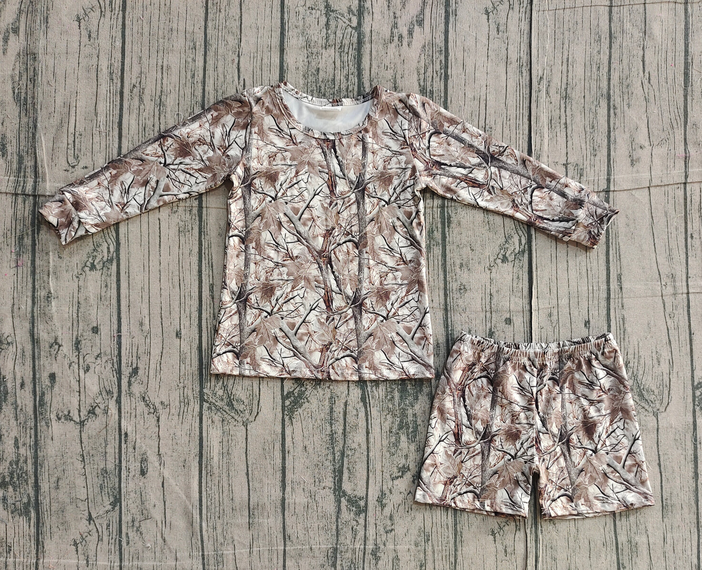 Long sleeves camo top shorts kids girls outfits