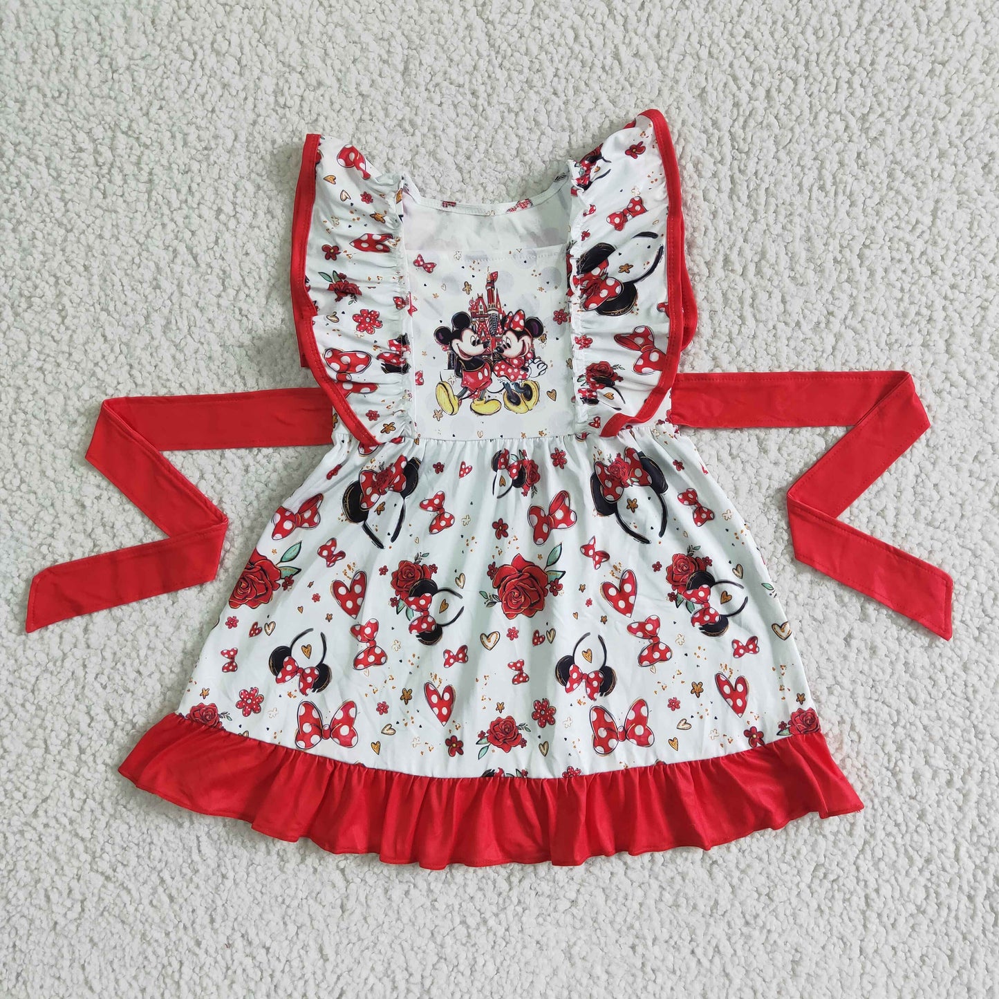 Cute ears belt mouse girls boutique summer dress