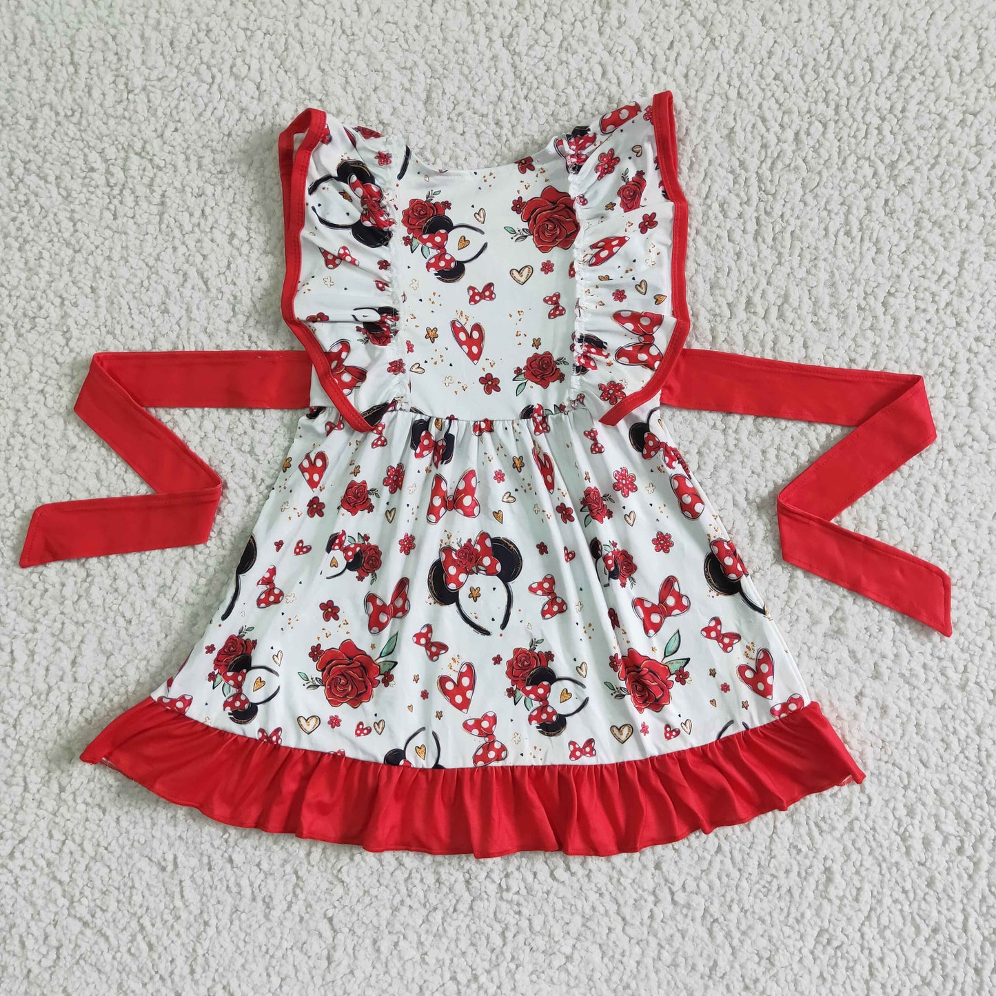 Cute ears belt mouse girls boutique summer dress