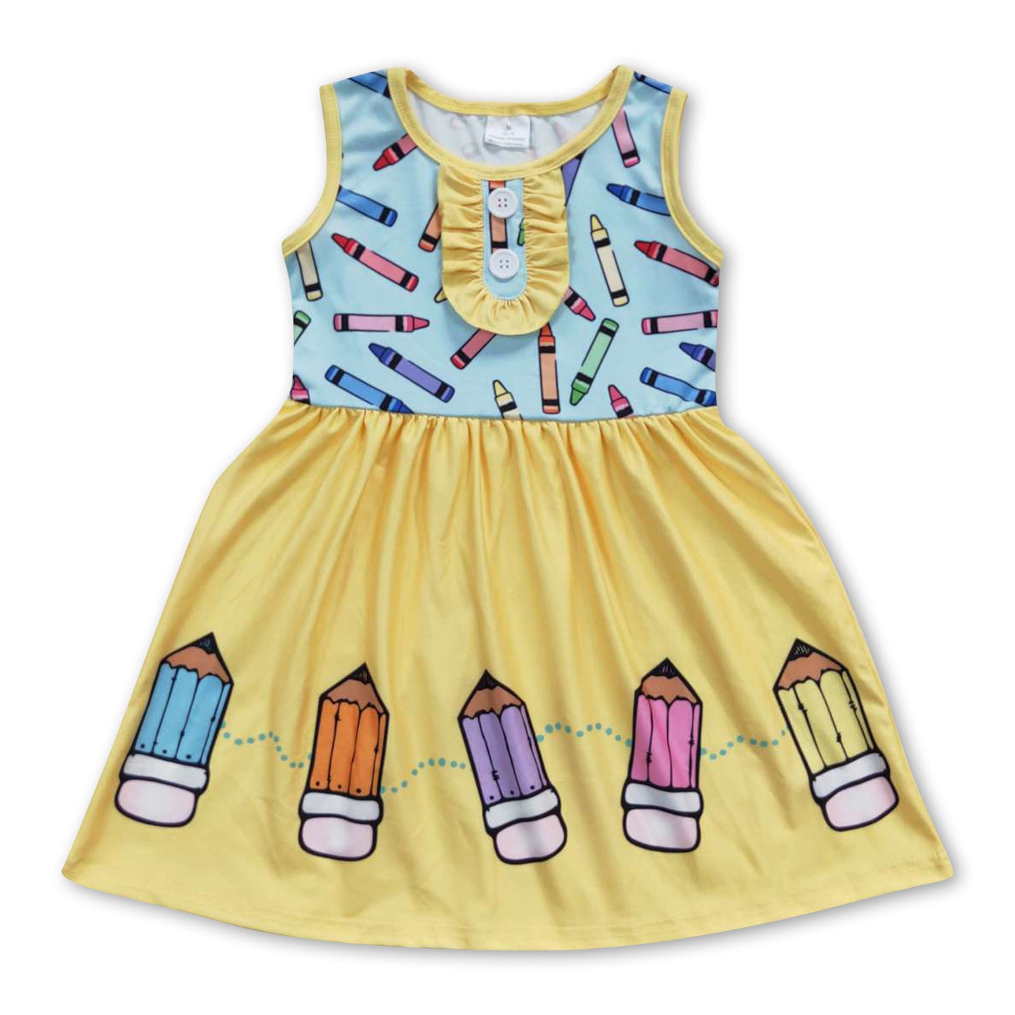 Sleeveless pencil yellow girls back to school dresses