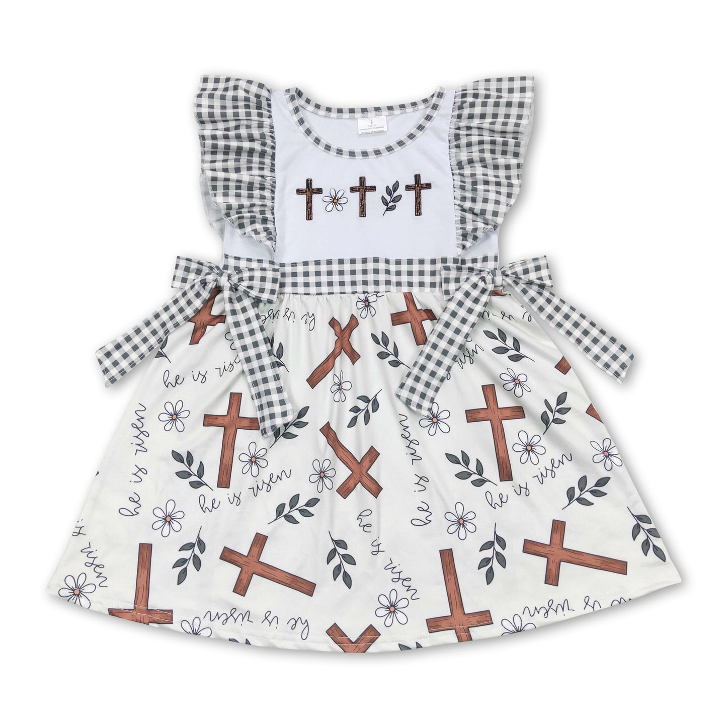 Flutter sleeves cross floral girls easter dresses