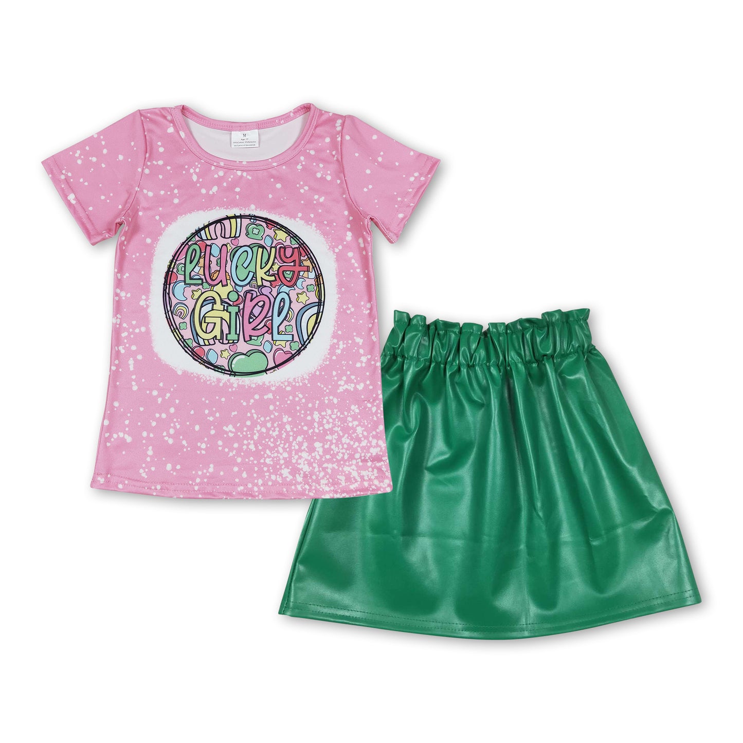 Lucky girl top green skirt girls st patrick's clothes