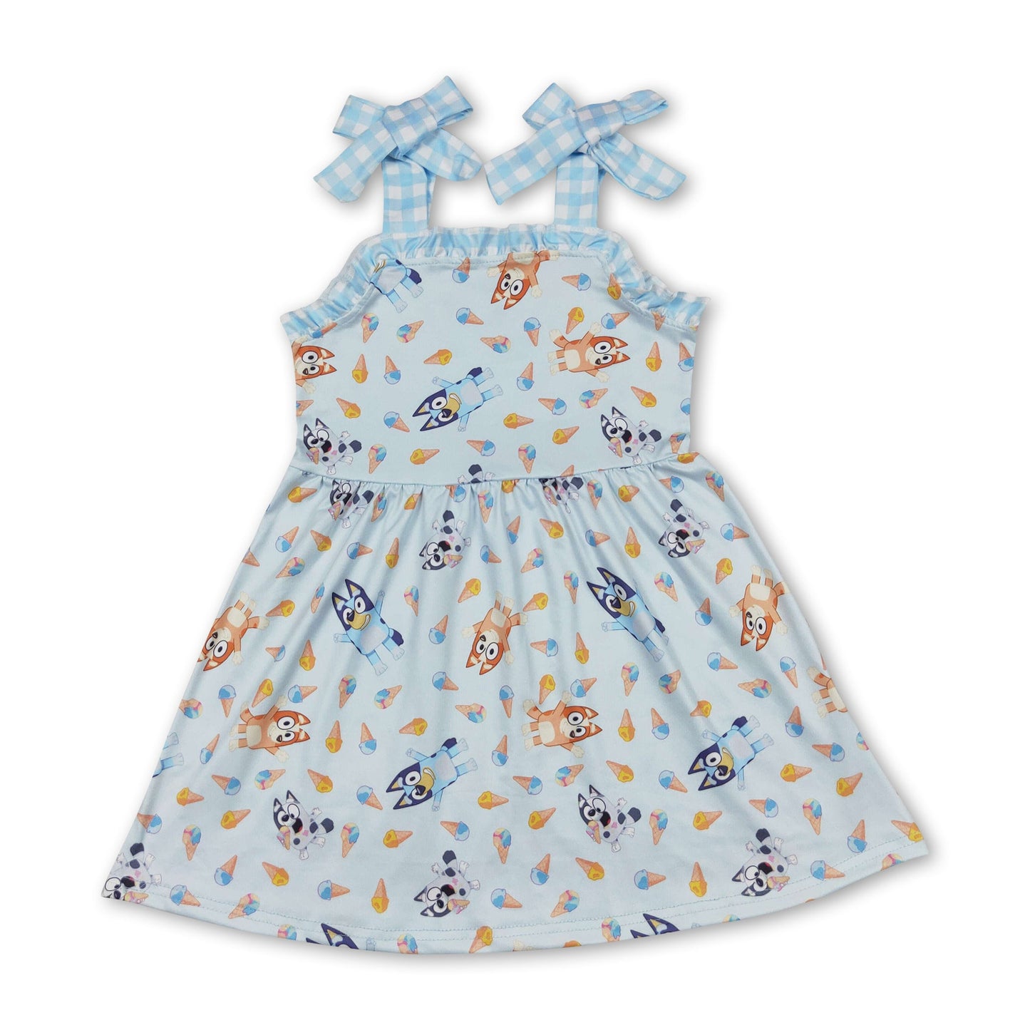 Straps dog ice cream baby girls summer dress ship from US