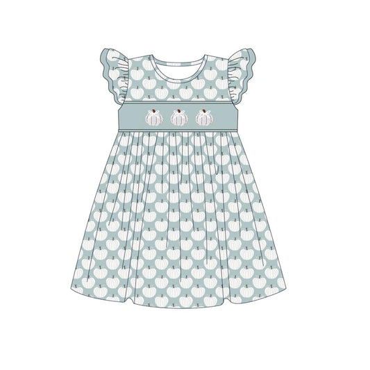 Flutter sleeves pumpkin kids girls fall dresses