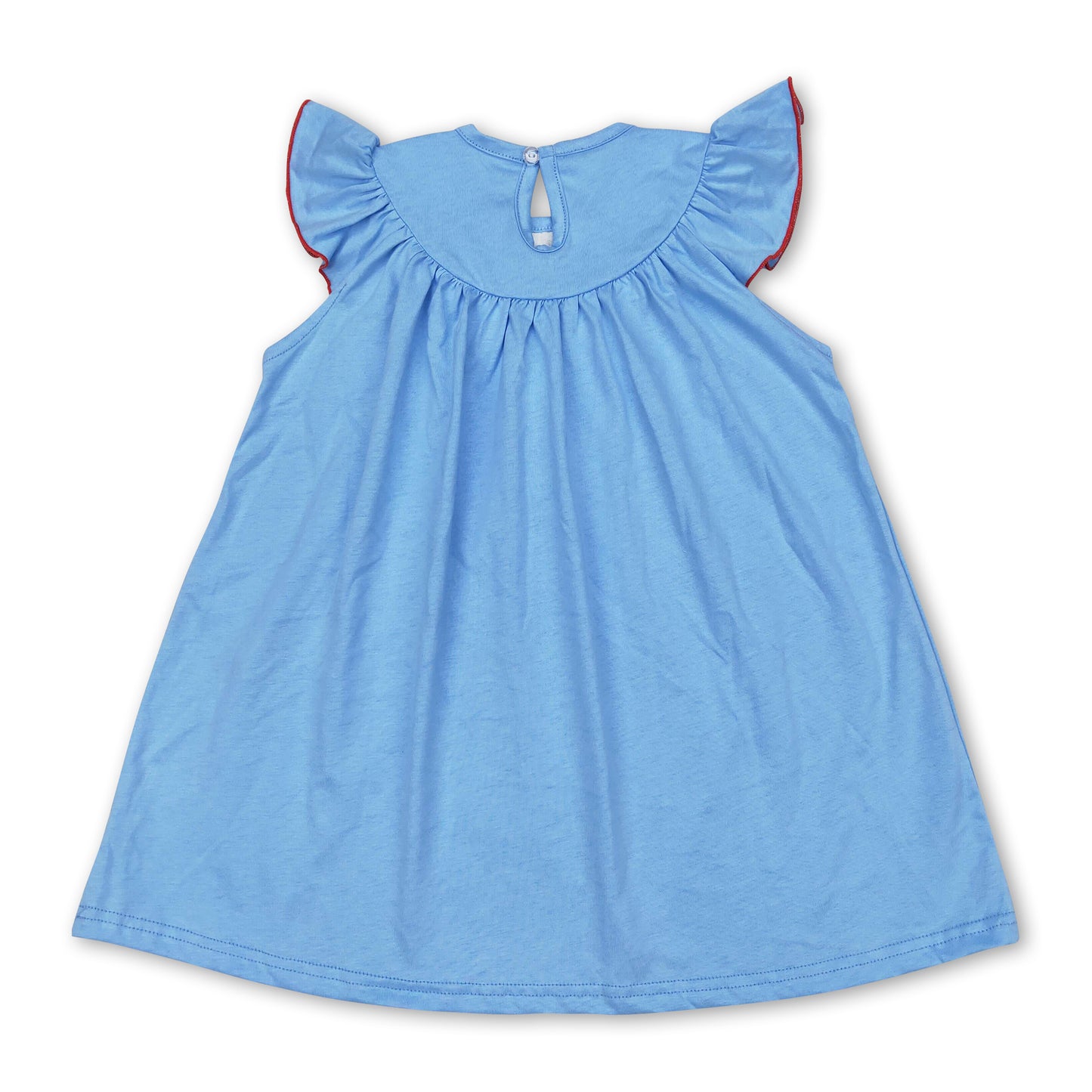Light blue boat smocked girls 4th of july dresses
