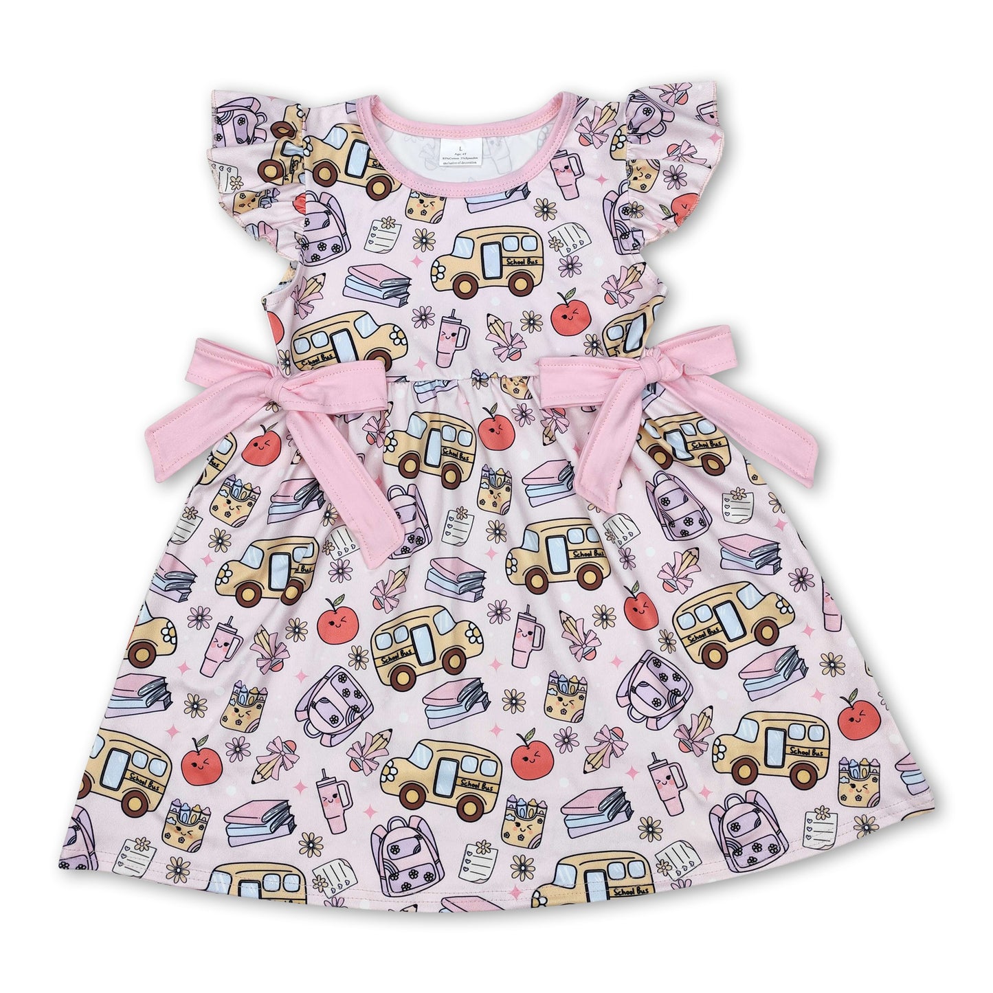 Flutter sleeves apple pencil book girls back to school dress