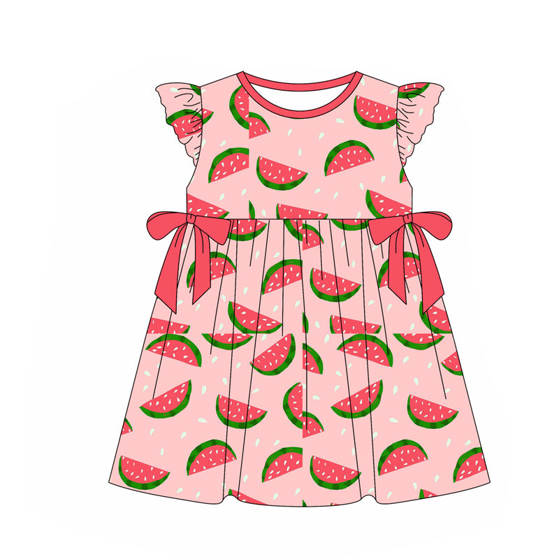 Flutter sleeves watermelon kids girls summer dresses