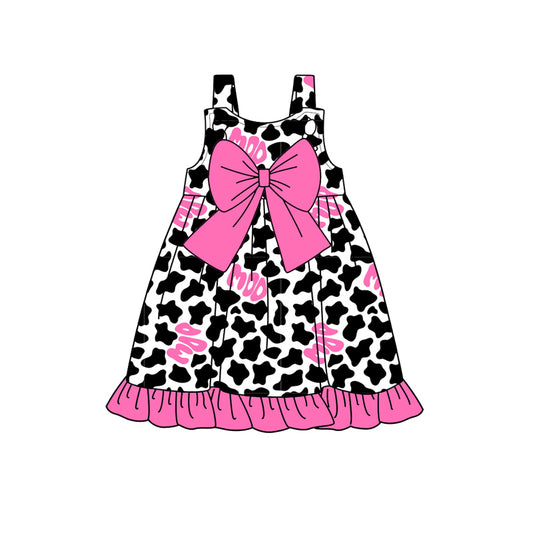 Cow print moo straps bow baby girls summer dresses
