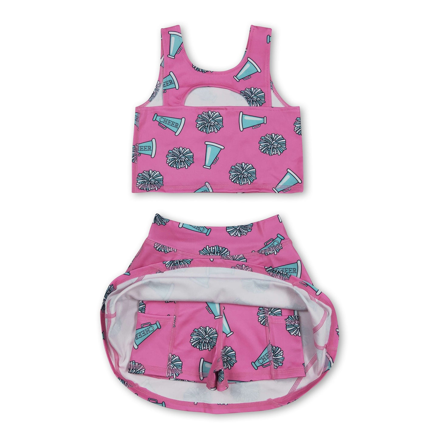 Pink sleeveless cheer kids girls active wear set