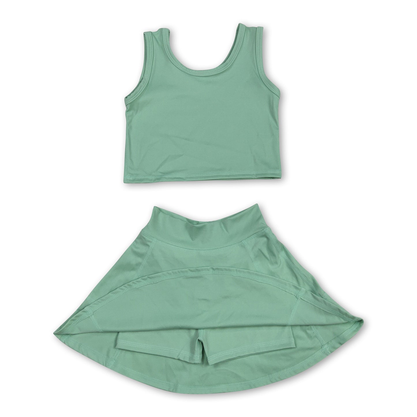 Mint sleeveless top skirt kids girls active wear set