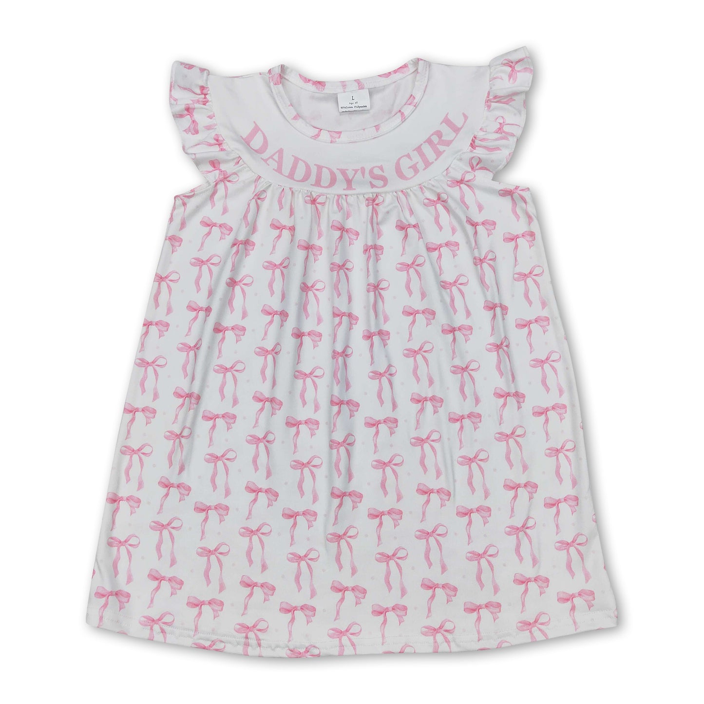 Daddy's girl pink bow baby kids summer dresses