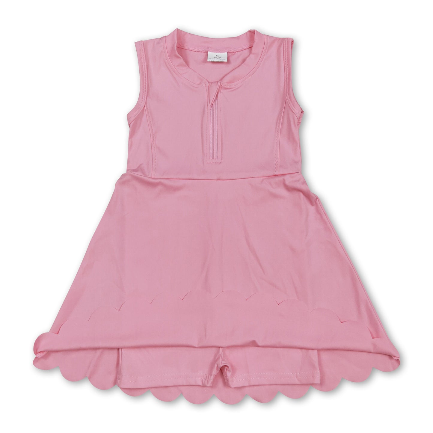 Pink sleeveless zipper kids girls athletic dresses