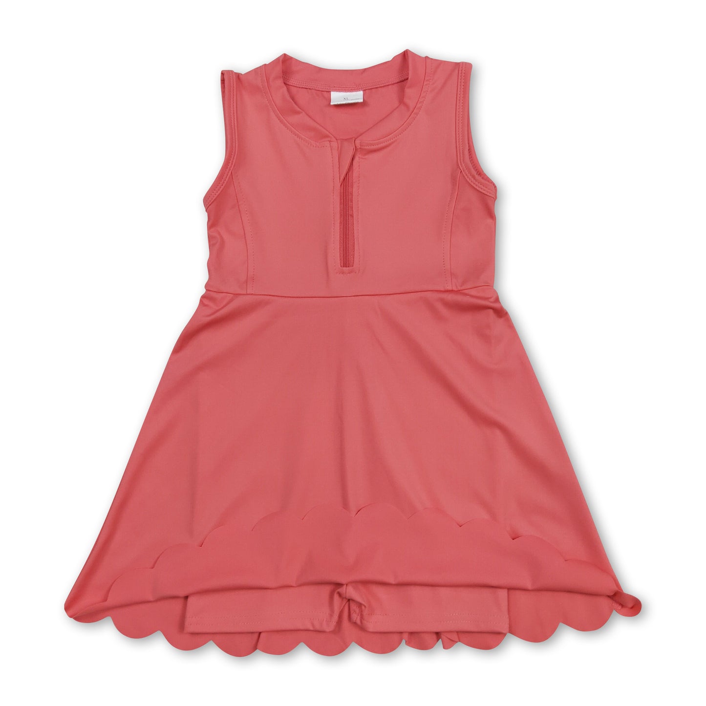 Peach sleeveless zipper kids girls athletic dresses