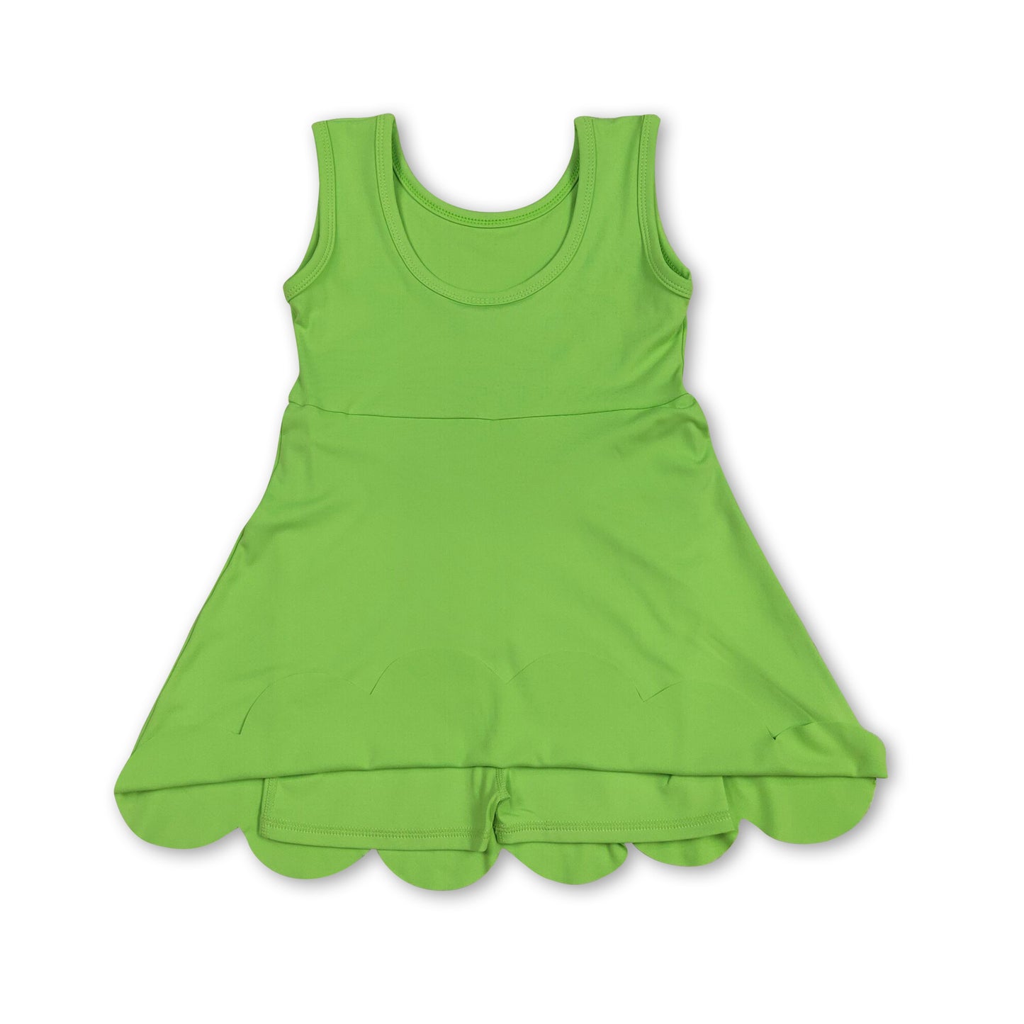 Sleeveless lime green kids girls athletic dresses