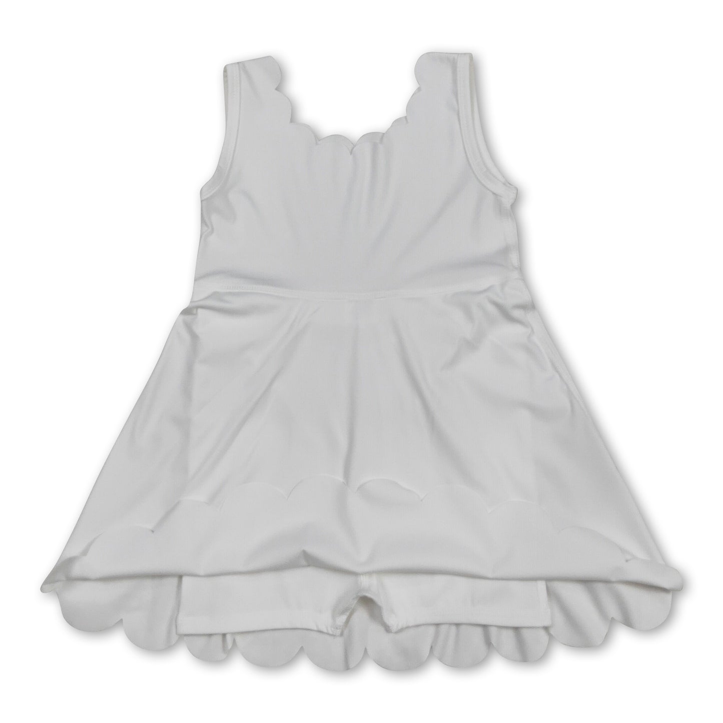 White sleeveless kids girls summer athletic dresses