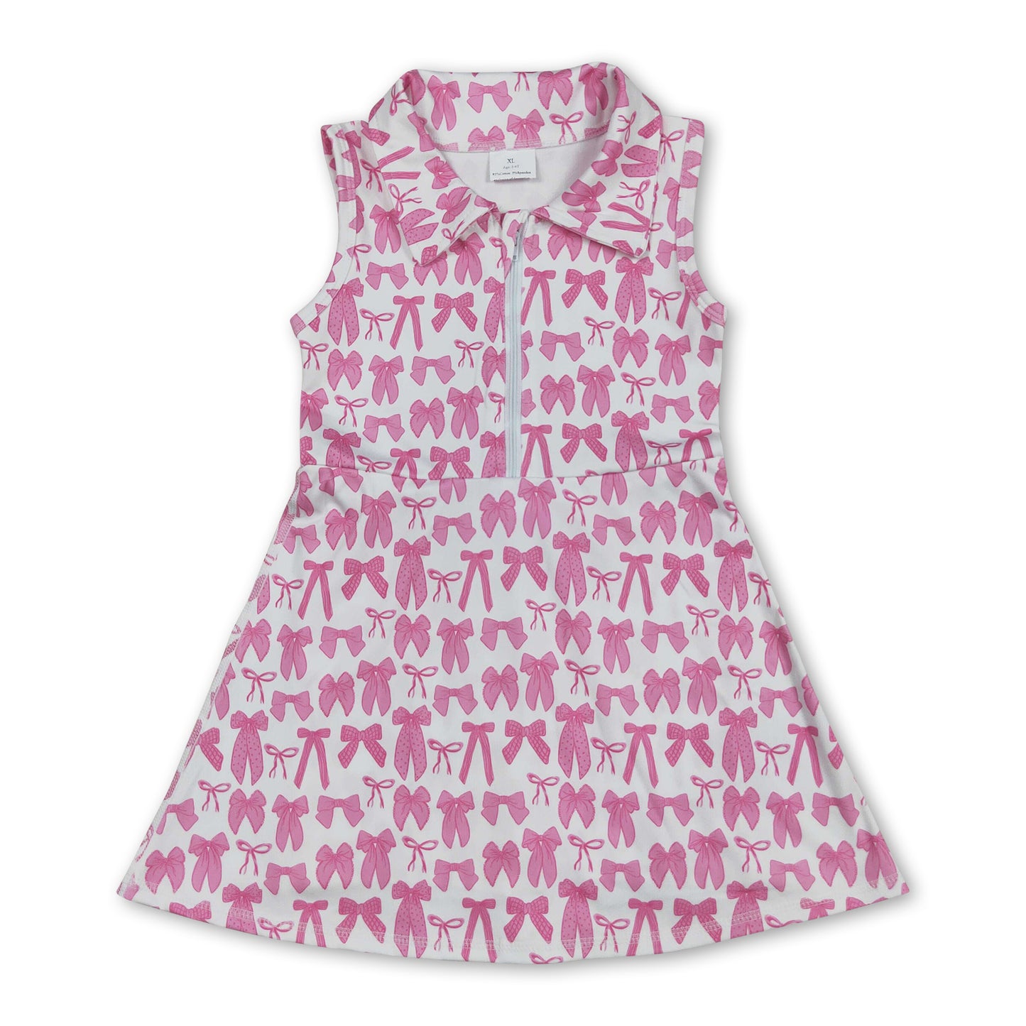 Sleeveless pink bow zip polo girls athletic dresses