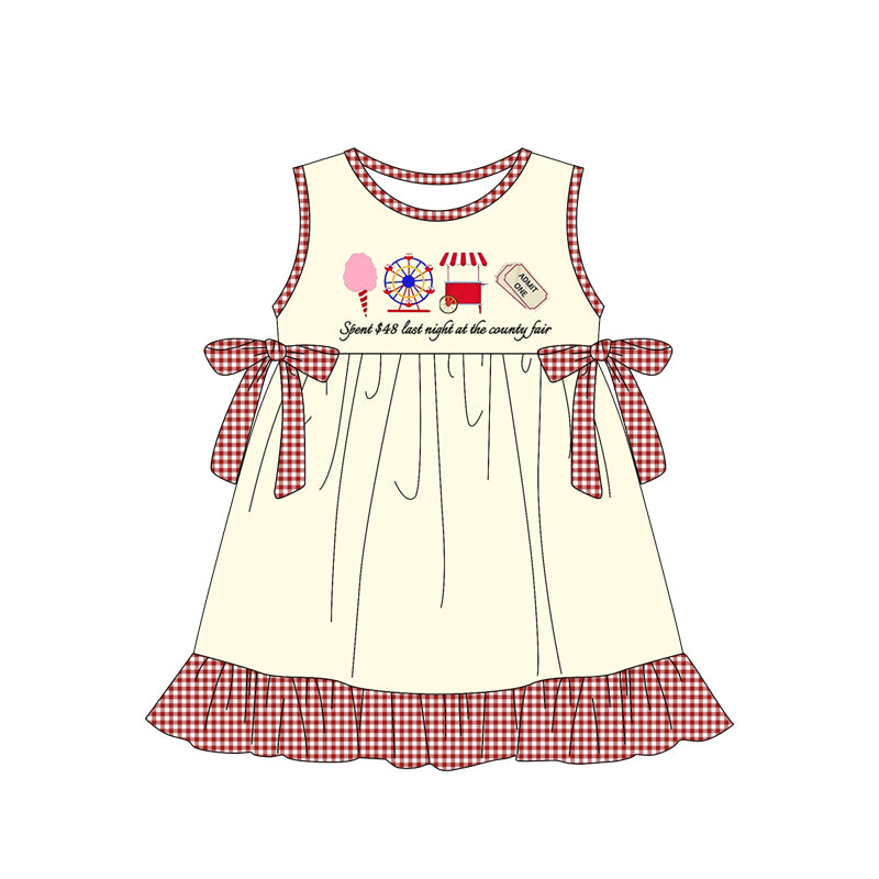 Yellow sleeveless plaid ruffle ferris wheel girls dresses