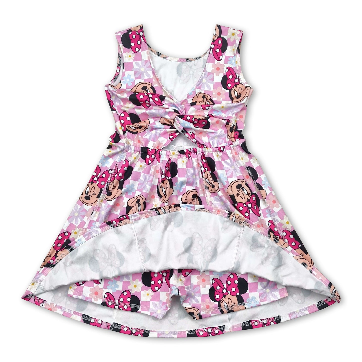 Sleeveless floral mouse kids girls athletic dresses
